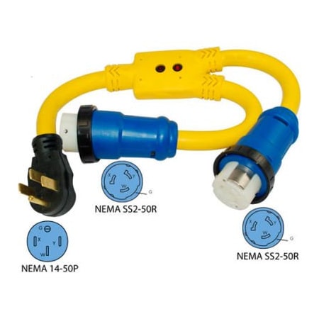 Conntek Plug Adapter, STW, SS2-50R, 14-50P, 3 ft., Yellow 14965